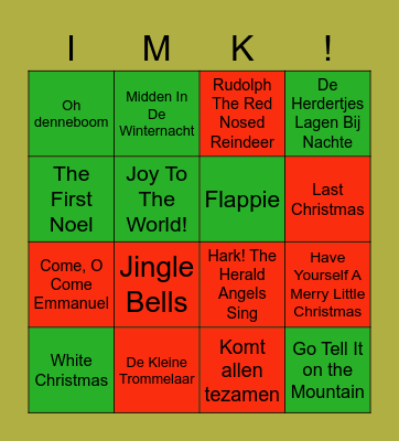 Kerstliedjes Bingo Card