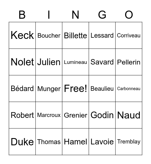 Bingos Band Bingo Card