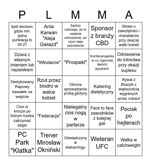PLMMA Bingo v1.2 Bingo Card