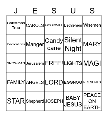 CHRISTMAS BINGO Card