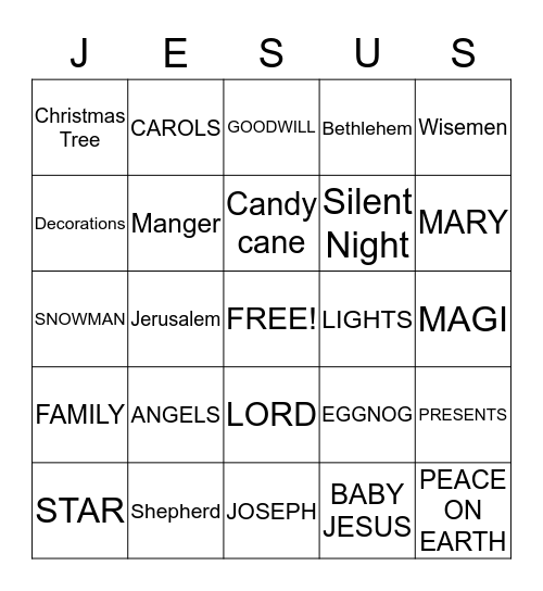 CHRISTMAS BINGO Card