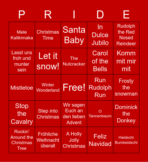 Weichnachts Bingo Card