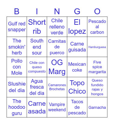 Superica Bingo Card