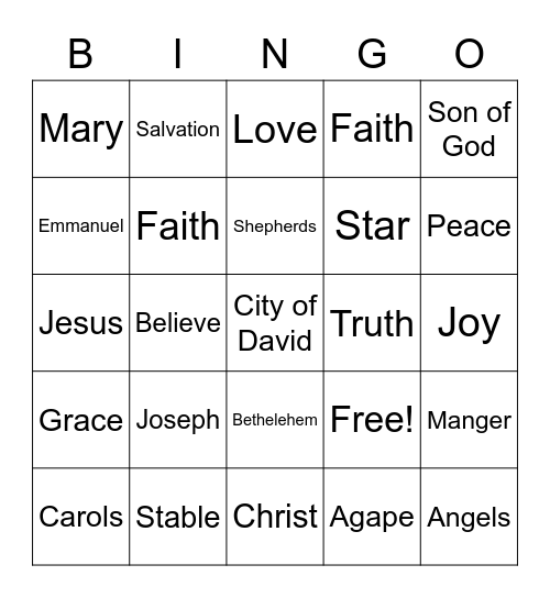 EBC Women's Christmas Celebration Bingo Card