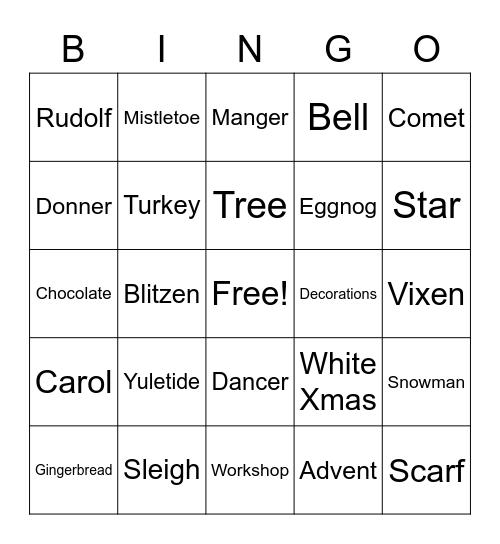 Christmas Bingo Card