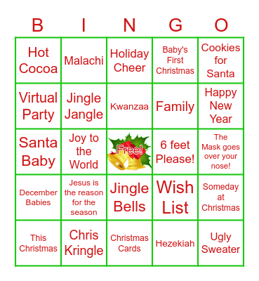 Family Christmas Bingo Card
