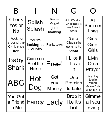 Music Bingo Card