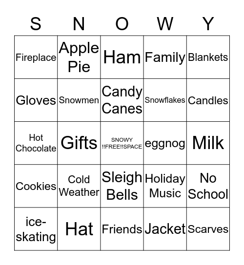 **Holiday Bingo** Bingo Card