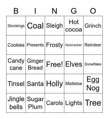 Christmas Time Bingo Card