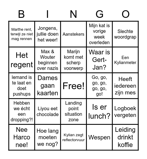 JBG Explorer Bingo Card