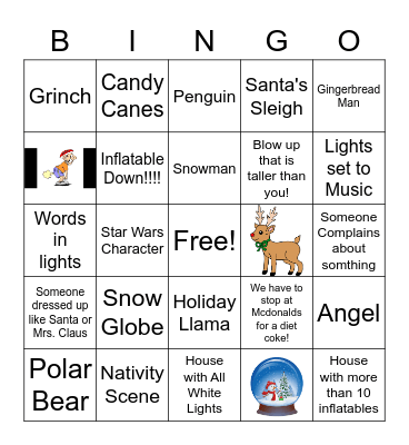 Jira Christmas Light Tour Bingo Card