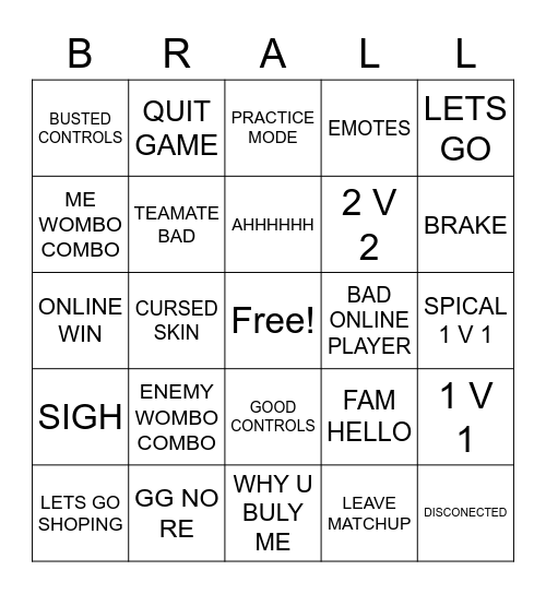 BRALLHALLA BINGO Card