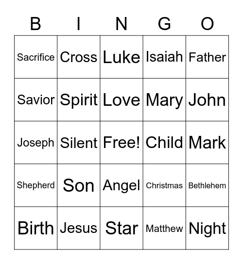 Sermon Bingo Card