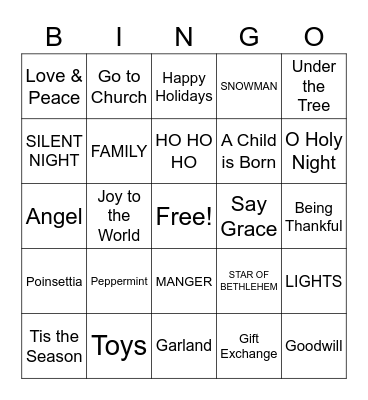 LWCC CHIRSTMAS BINGO Card