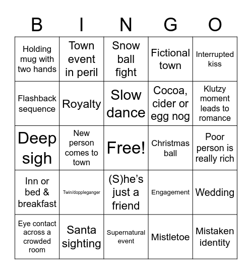 Hallmark Christmas Movie Bingo Card