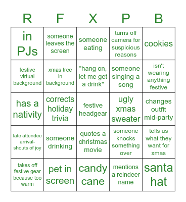 Robinson Family Xmas Party Virtual Bingo Card
