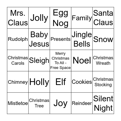 CHRISTMAS BINGO  Bingo Card