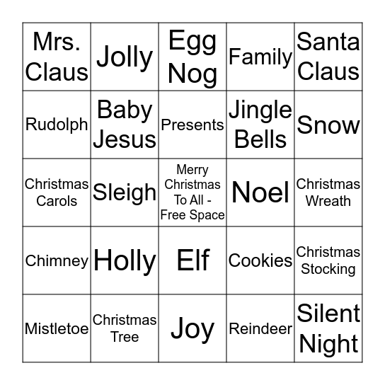 CHRISTMAS BINGO  Bingo Card