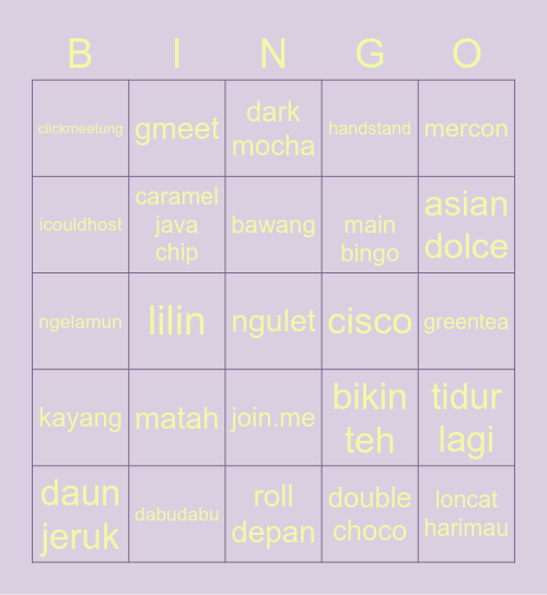 Jenn Bingo Card