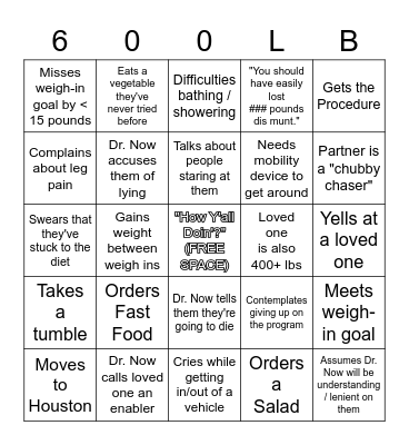 My 600LB Life BINGO Card