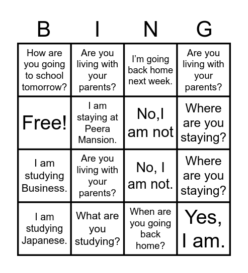 Unit 3 Bingo Card