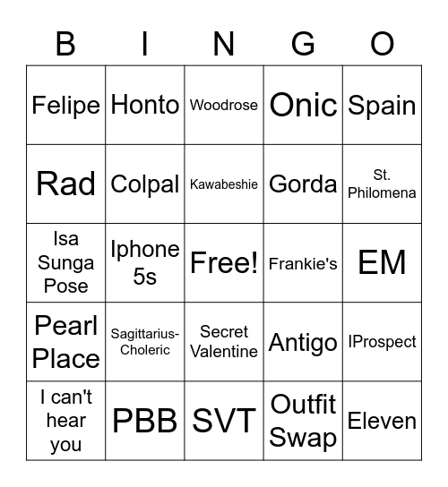 Kawabitches Bingo! Bingo Card