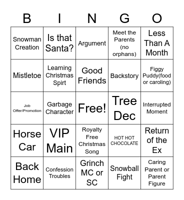 Trope Hallmark Bingo Card