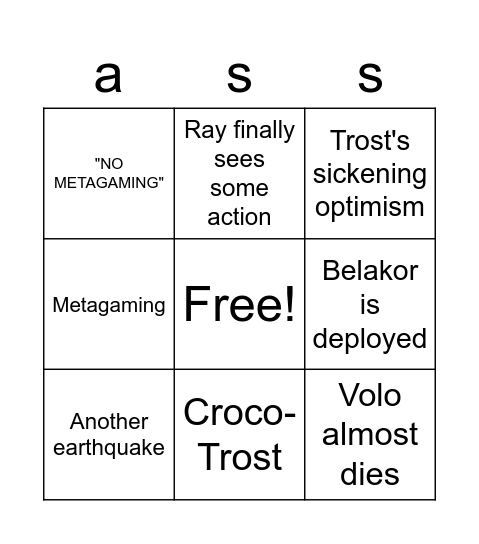 Sidequest Bingo Card