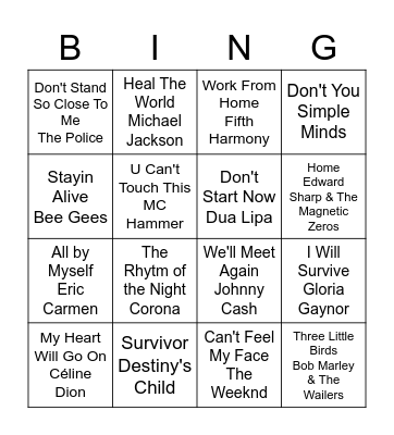 Stay Safe muziekbingo Card