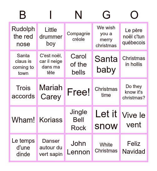 Bingo de Nowel Bingo Card