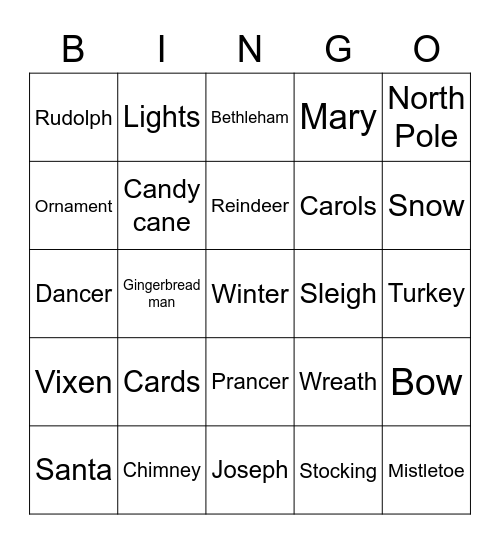 Christmas Bingo Card