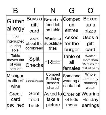 Phil Bingo-Christmas Edition Bingo Card