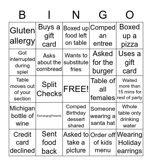 Phil Bingo-Christmas Edition Bingo Card