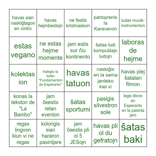 Interkona Vespero de JES Bingo Card