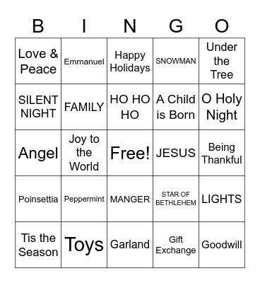 LWCC CHIRSTMAS BINGO Card