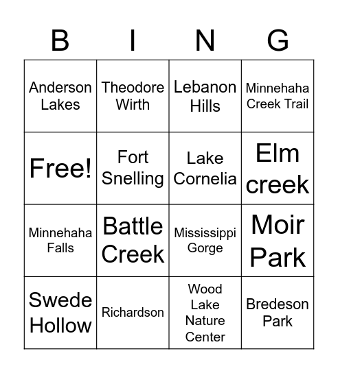 Winter Break Hike Bingo Card