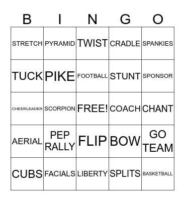 Cheer BINGO Card