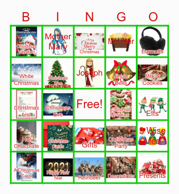 Sunday School Christmas Bingo Card