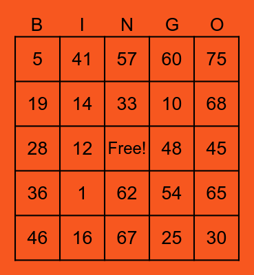 Jeff San Jose Bingo Card