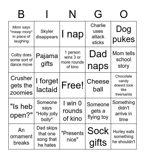 Merry Pringles Bingo Card