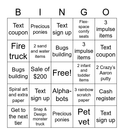 Final Countdown Bingo Card