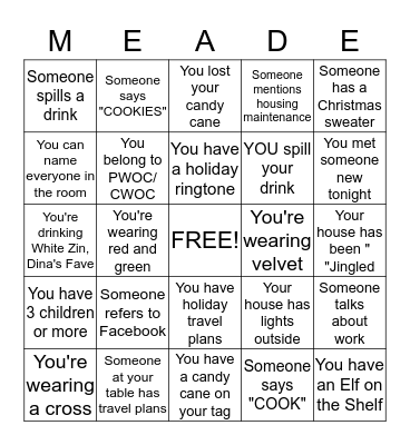Anderson Loop Ladies' Bingo Card