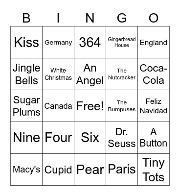 Christmas Trivia Bingo Card