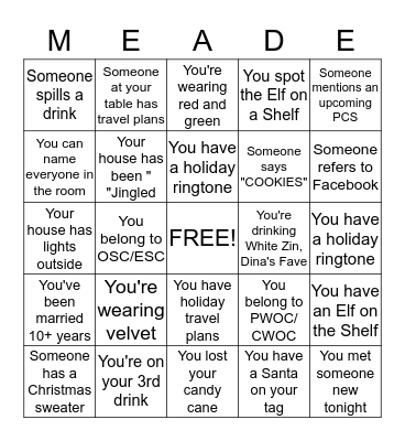 Anderson Loop Ladies' Bingo Card