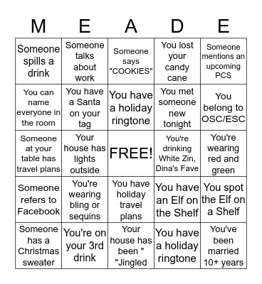 Anderson Loop Ladies' Bingo Card