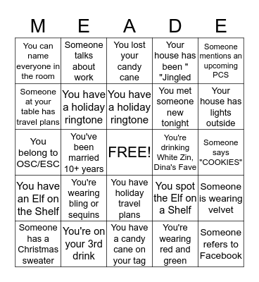 Anderson Loop Ladies' Bingo Card