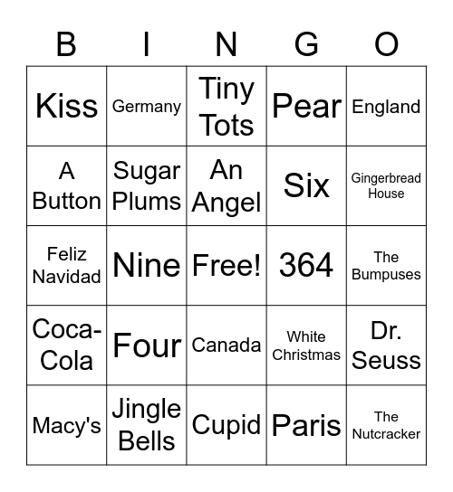 Christmas Trivia Bingo Card