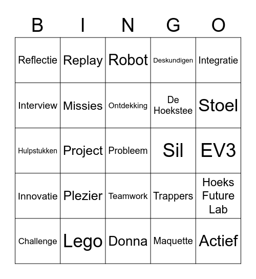 Bingo First Lego League Bingo Card