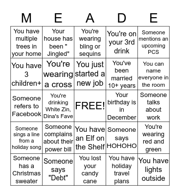 Anderson Loop Ladies' Bingo Card