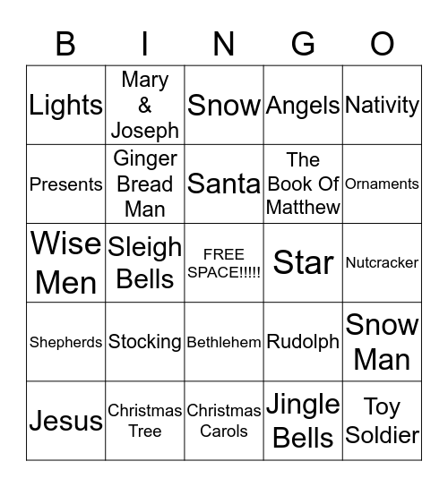 Christmas Bingo Card